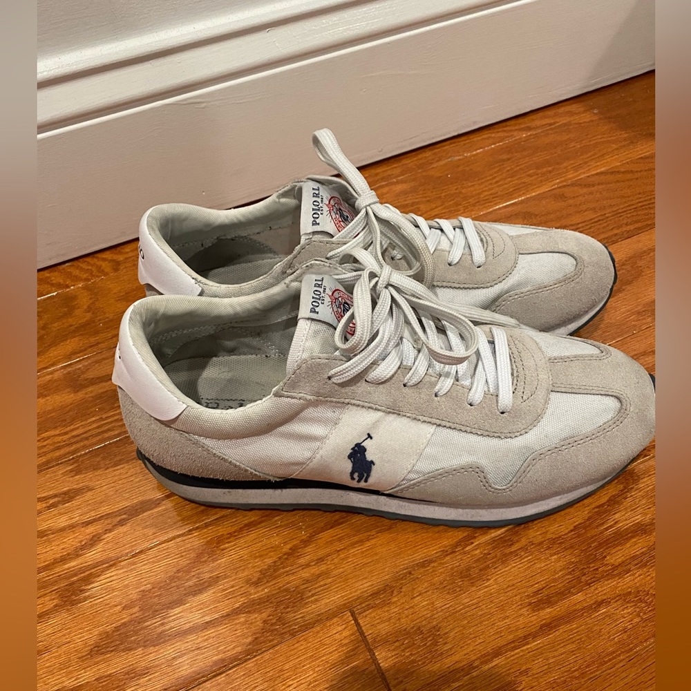 Mens Polo by Ralph Lauren white and navy sneakers